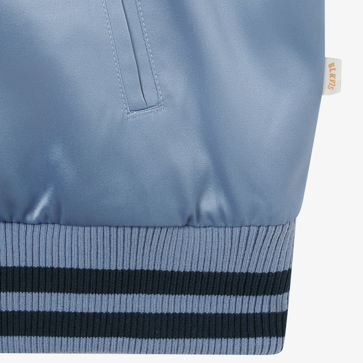 WASHED SATIN VARSITY JACKET - STONE WASH BLUE