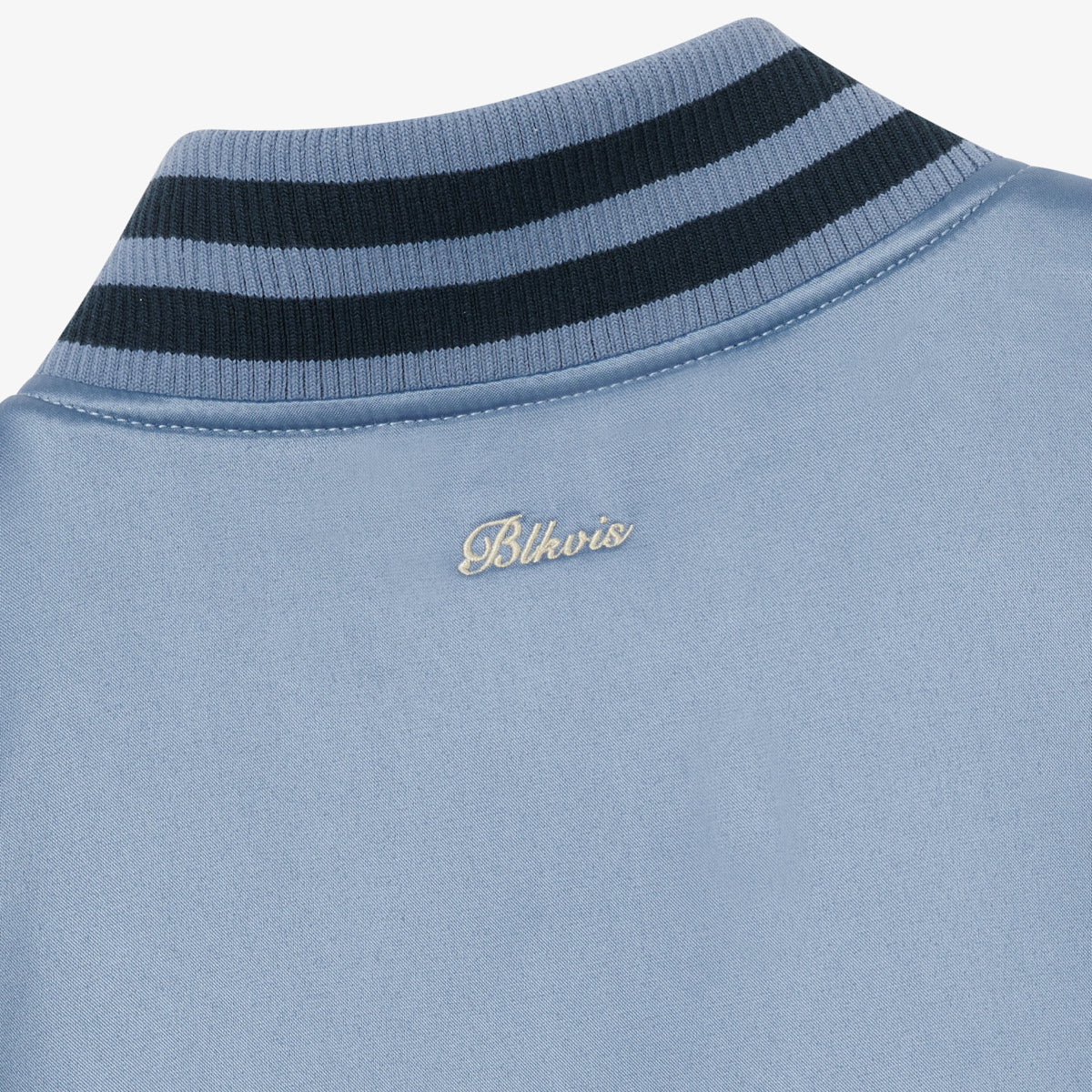 WASHED SATIN VARSITY JACKET - STONE WASH BLUE