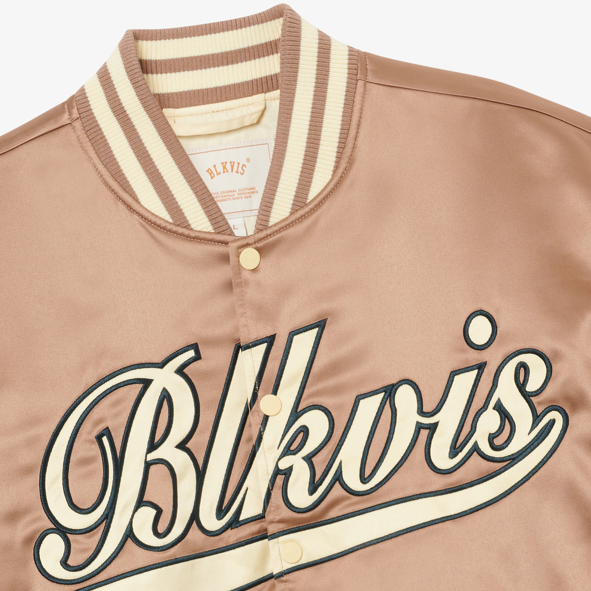WASHED SATIN VARSITY JACKET - GINGER SNAP