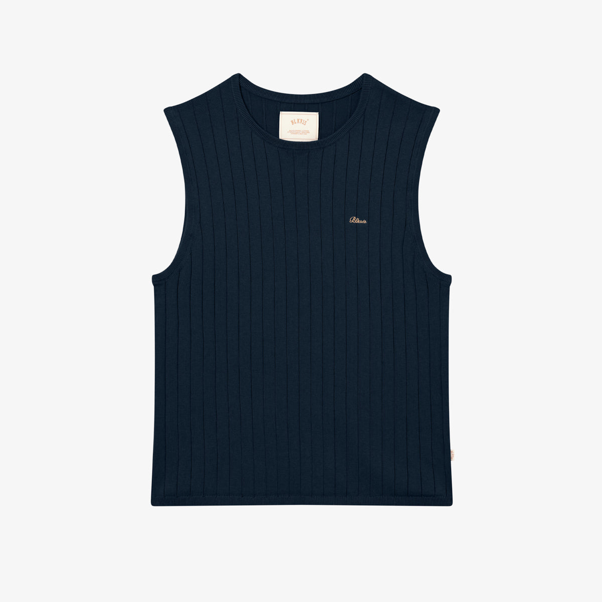 RIB KNITTED SLEEVELESS - BLUEBERRY