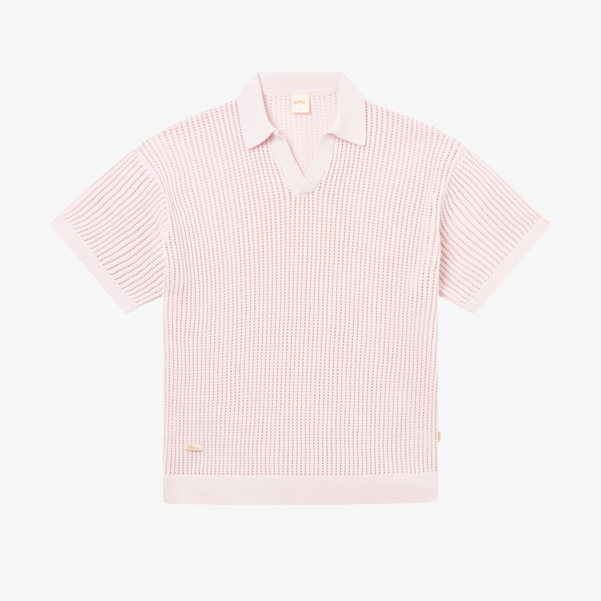 OPEN POINTELLE HENLEY POLO - CRADLE PINK