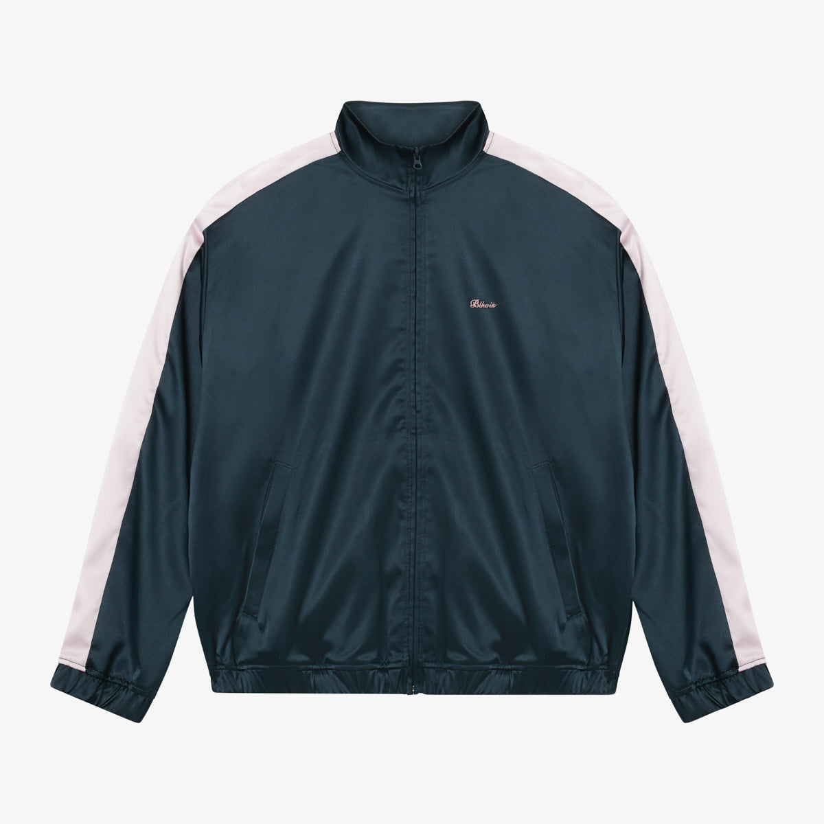 WASHED SATIN TRACK JACKET - BLUEBERRY