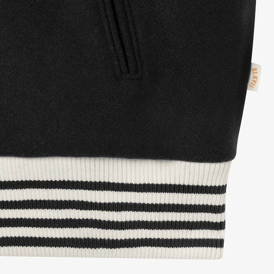SCRIPT VARSITY JACKET - BLACK