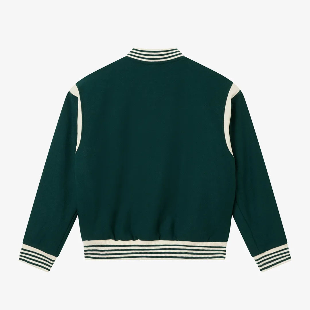 SCRIPT VARSITY JACKET - SEA MOSS