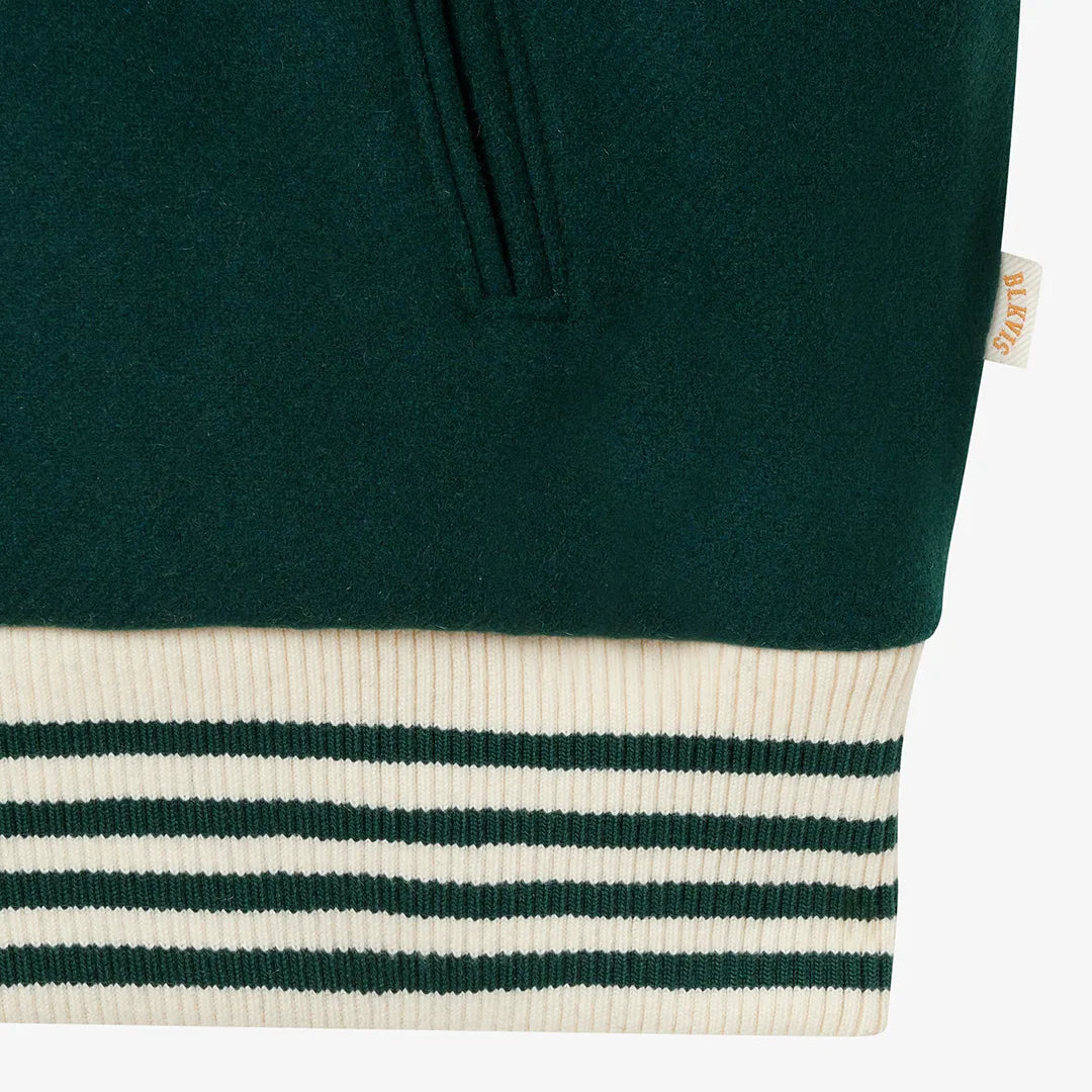SCRIPT VARSITY JACKET - SEA MOSS