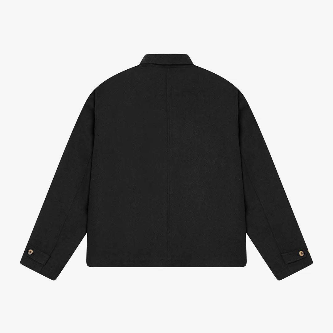 SCRIPT WOOL OVERCOAT - BLACK