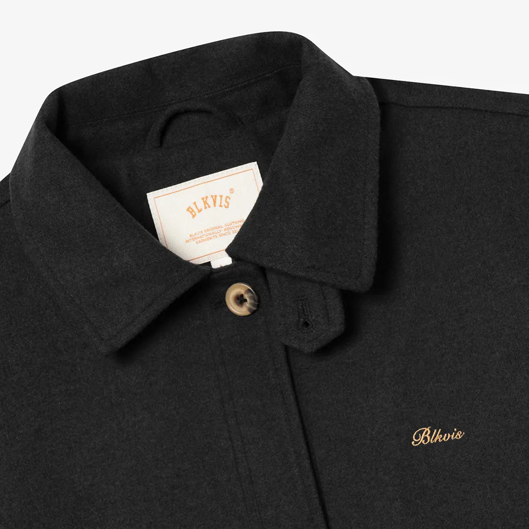 SCRIPT WOOL OVERCOAT - BLACK