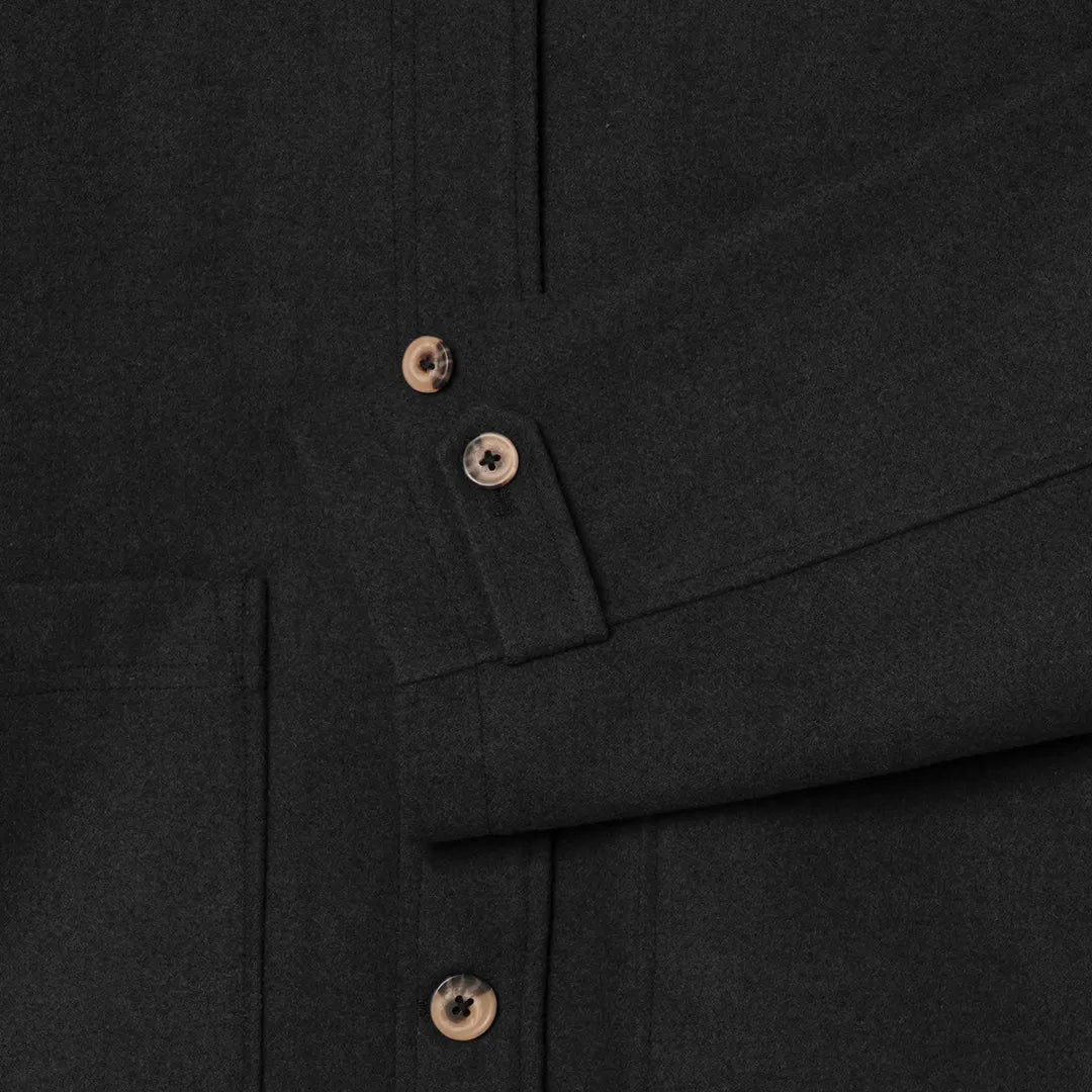 SCRIPT WOOL OVERCOAT - BLACK