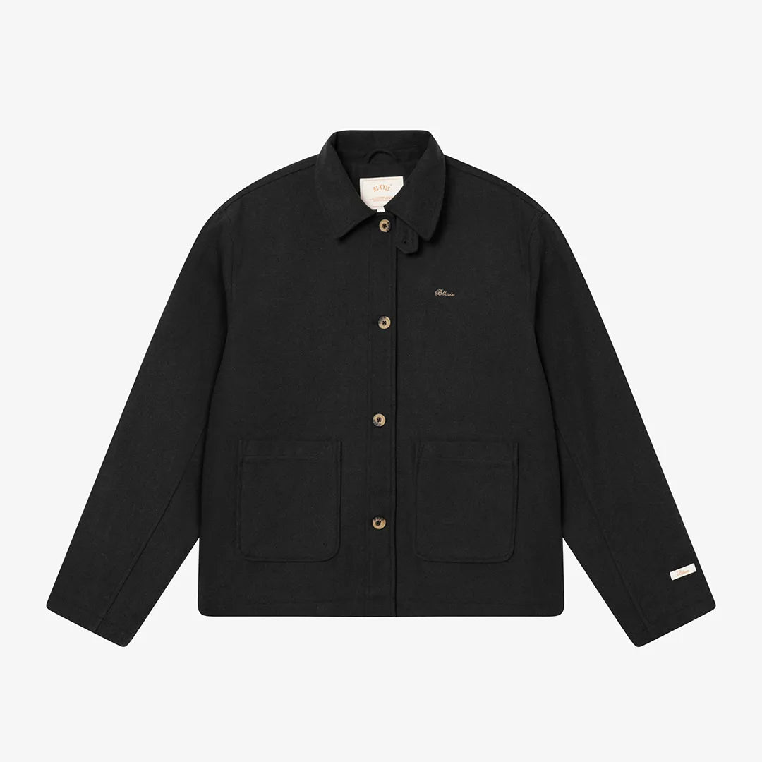 SCRIPT WOOL OVERCOAT - BLACK