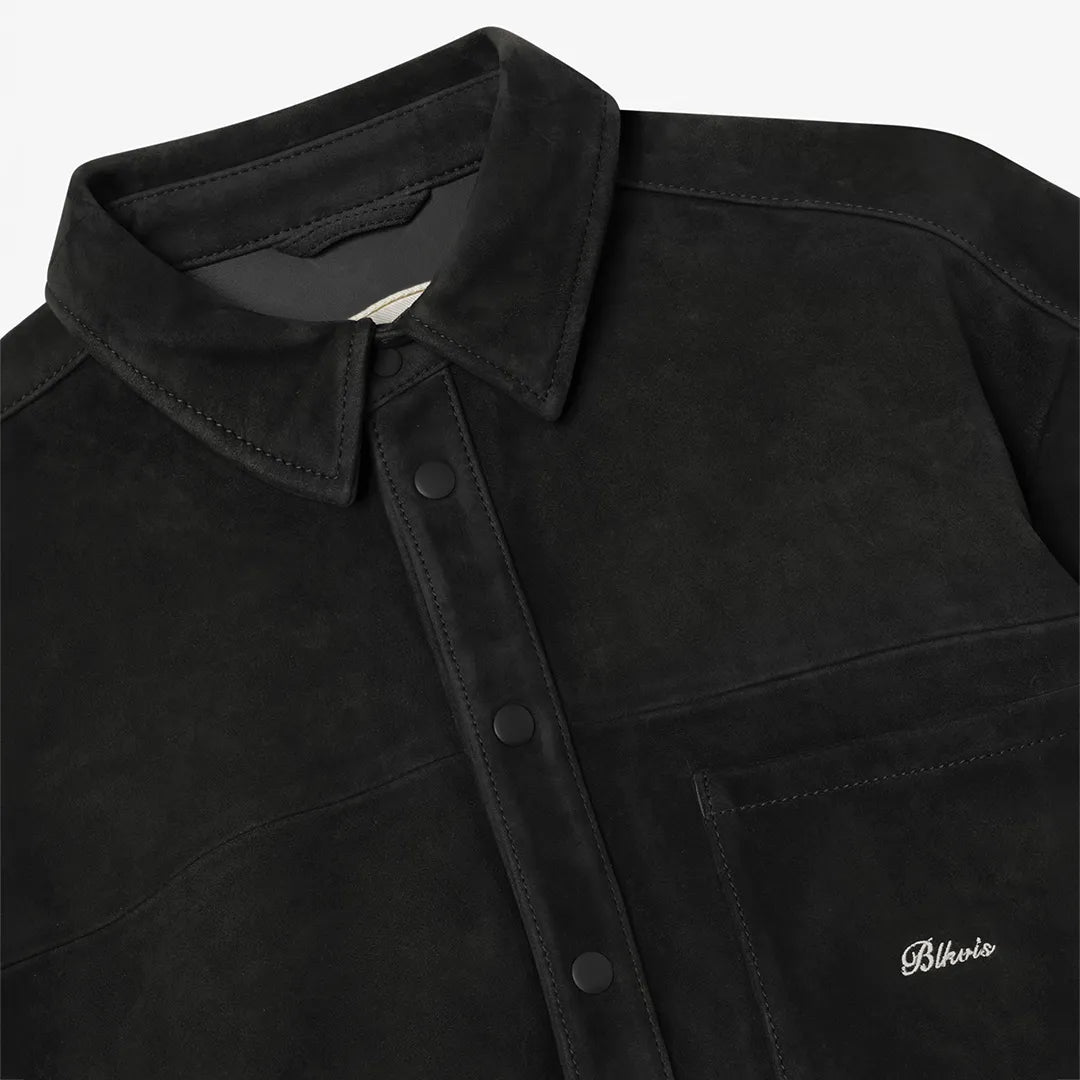 SUEDE LEATHER SHIRT - BLACK