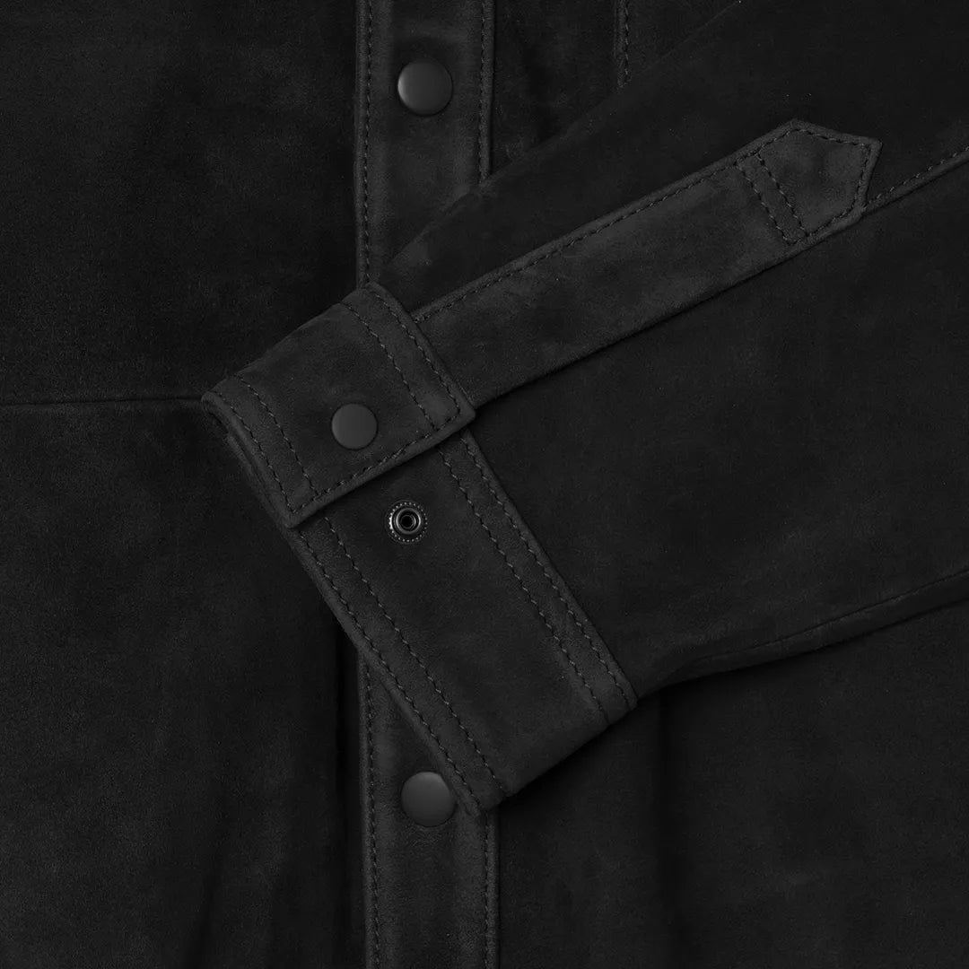 SUEDE LEATHER SHIRT - BLACK