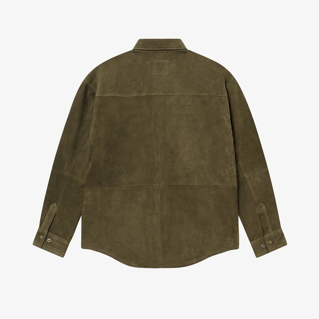 SUEDE LEATHER SHIRT - MILITARY OLIVE