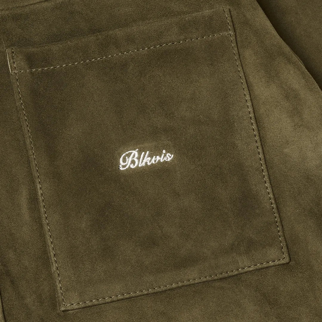 SUEDE LEATHER SHIRT - MILITARY OLIVE