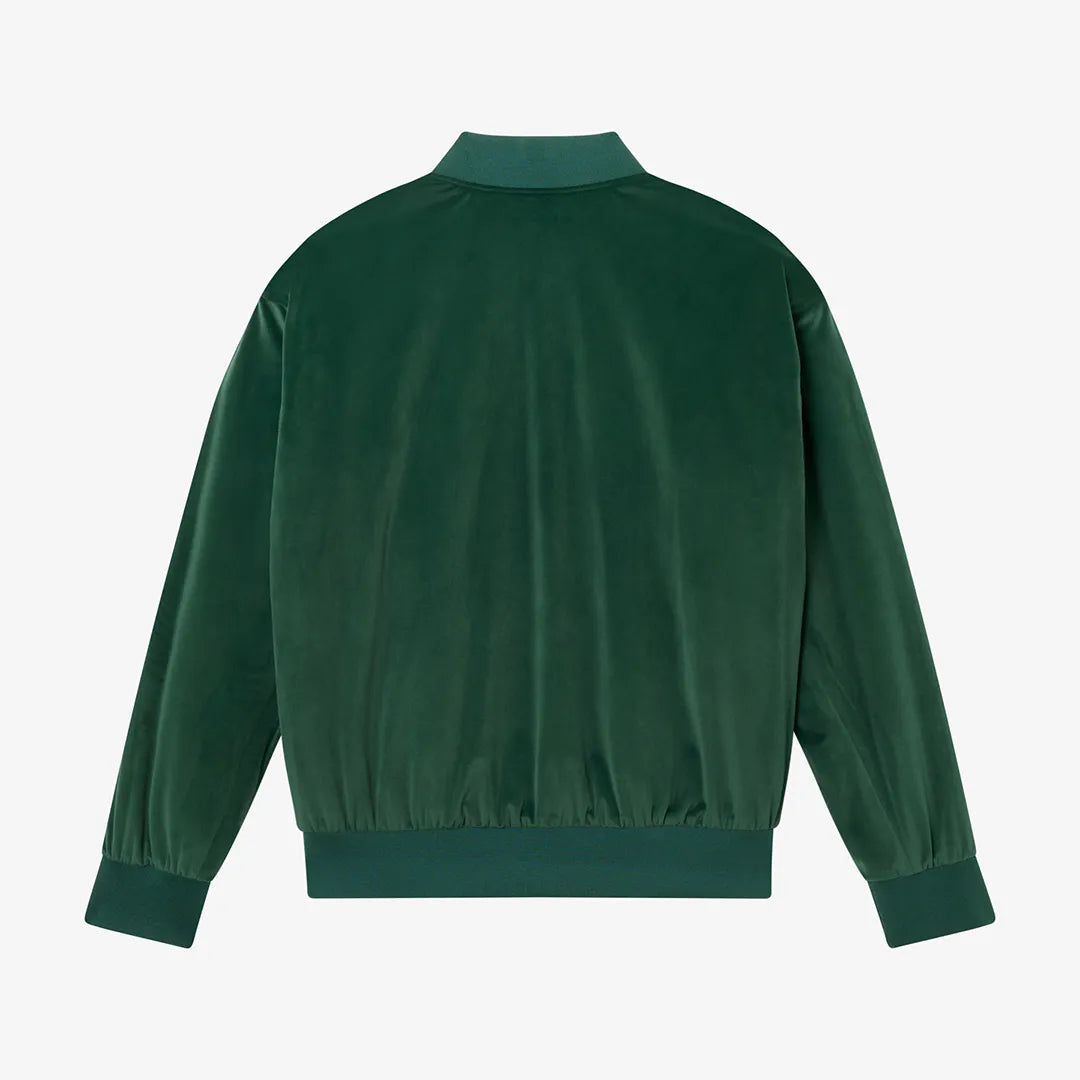 VELVET VARSITY JACKET - SEA MOSS
