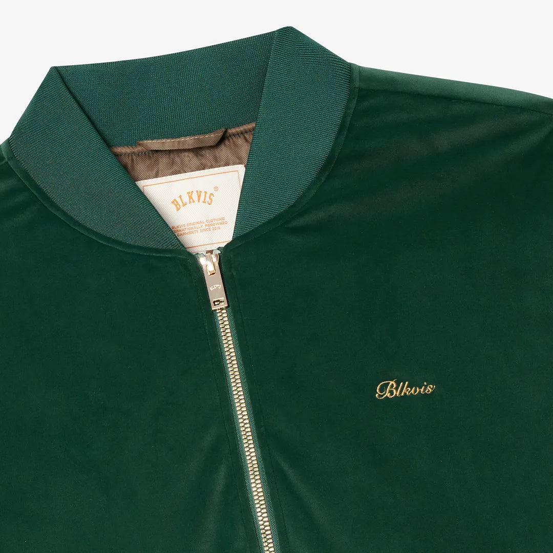 VELVET VARSITY JACKET - SEA MOSS