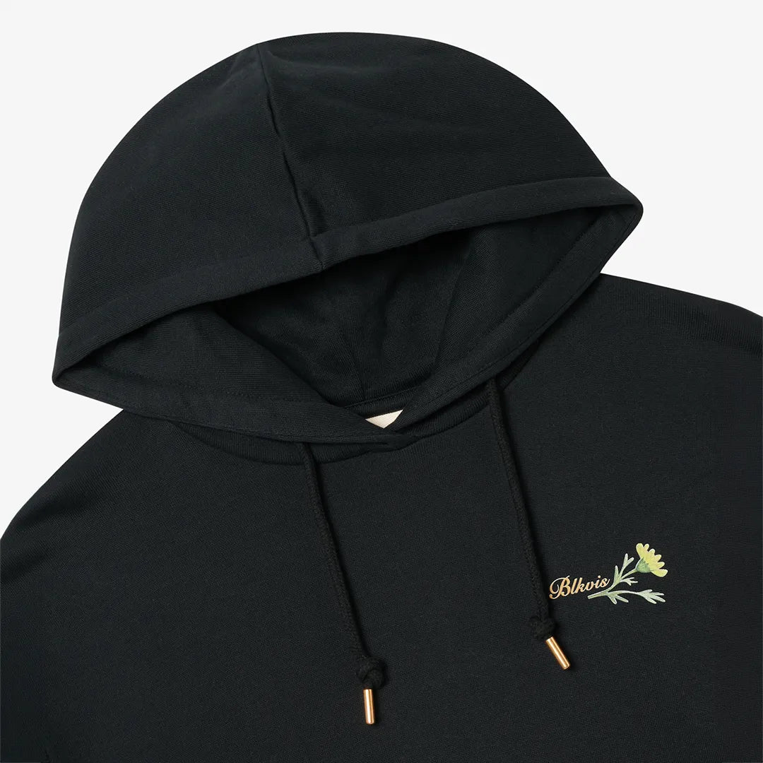 FLORAL LETTER HOODY - BLACK