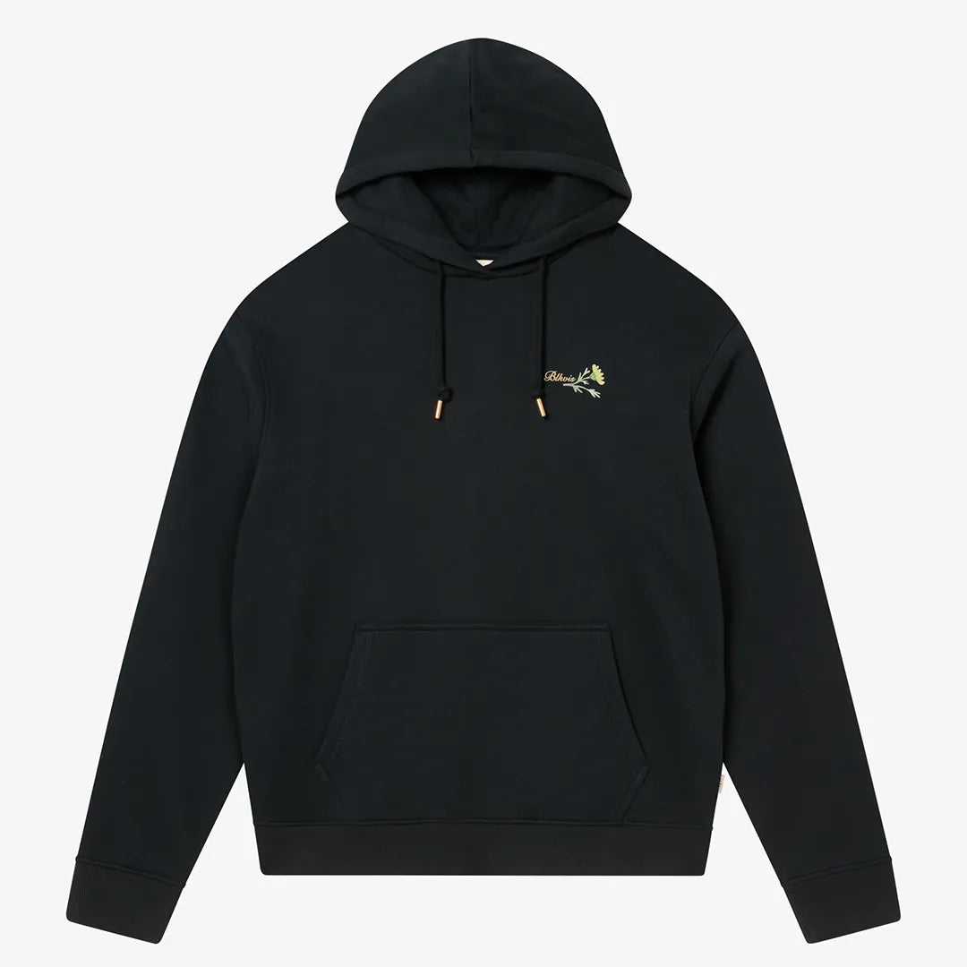 FLORAL LETTER HOODY - BLACK