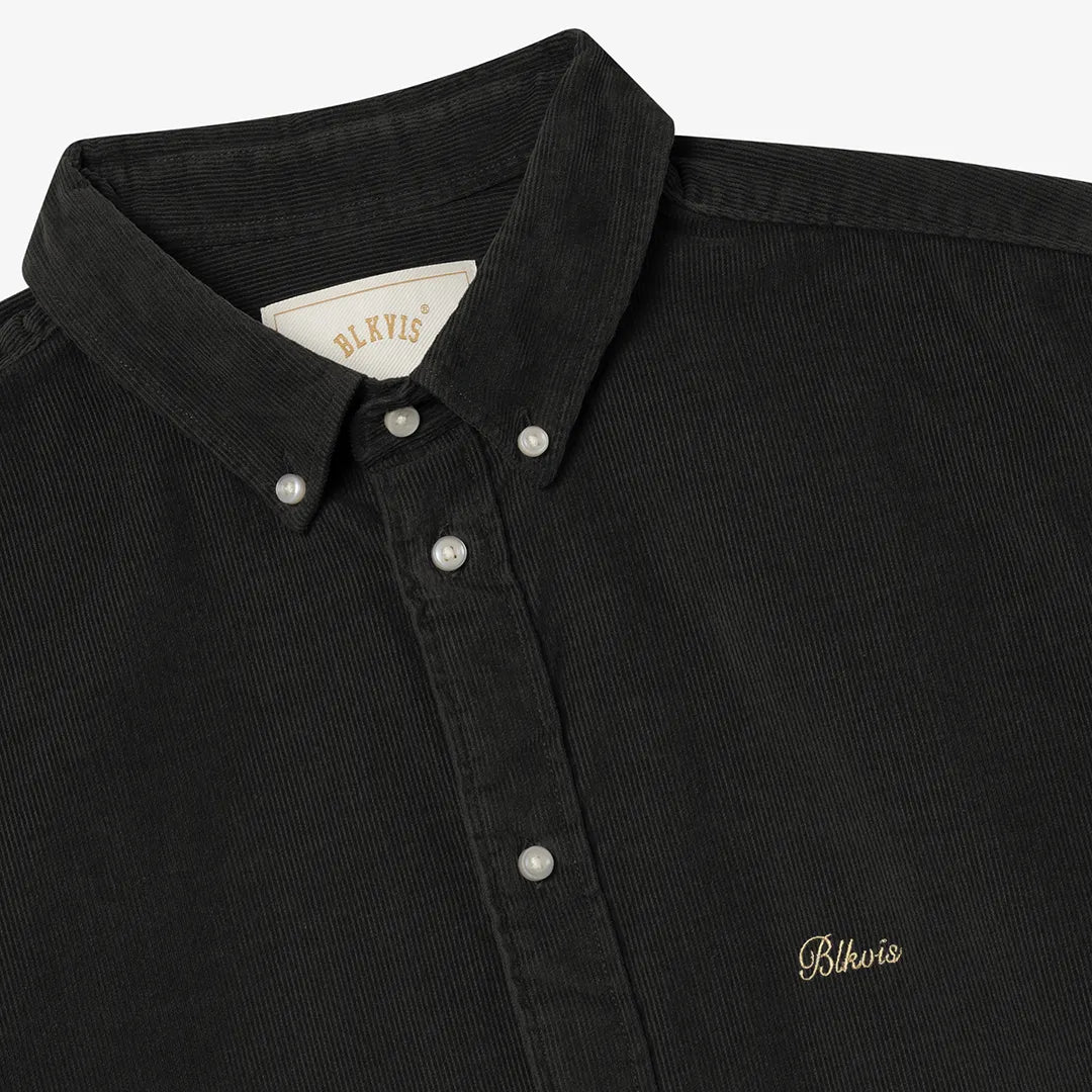 BUTTON DOWN CORDUROY SHIRT - BLACK