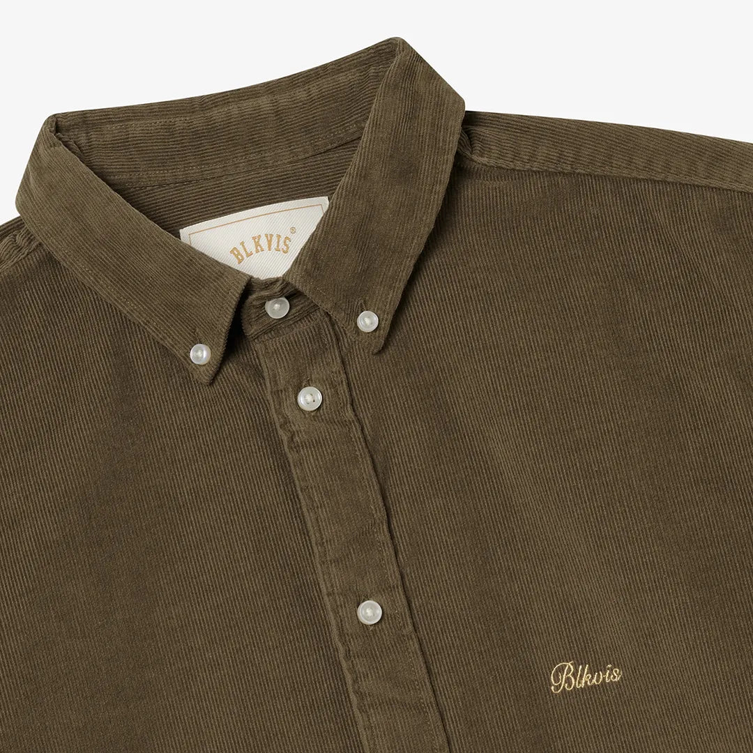 BUTTON DOWN CORDUROY SHIRT - MILITARY OLIVE