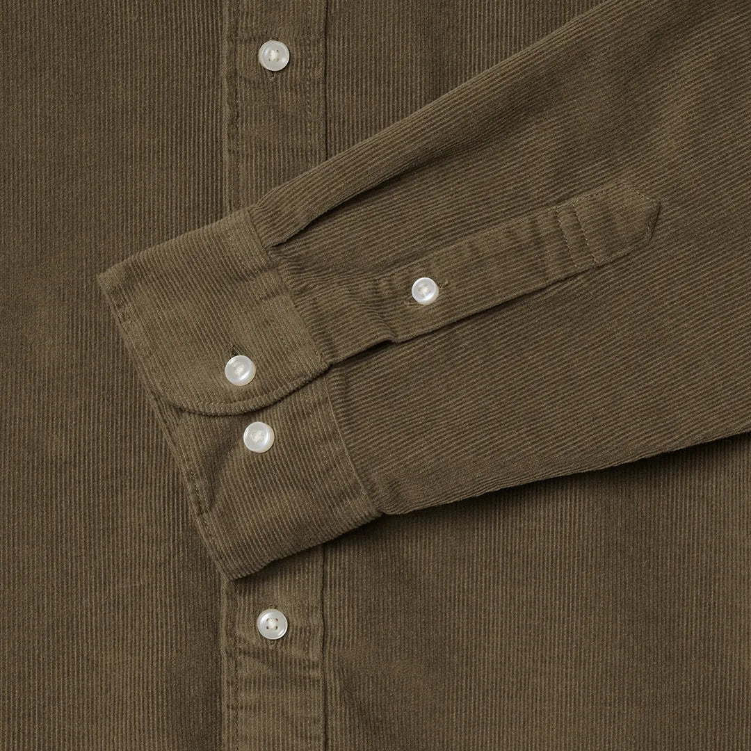 BUTTON DOWN CORDUROY SHIRT - MILITARY OLIVE