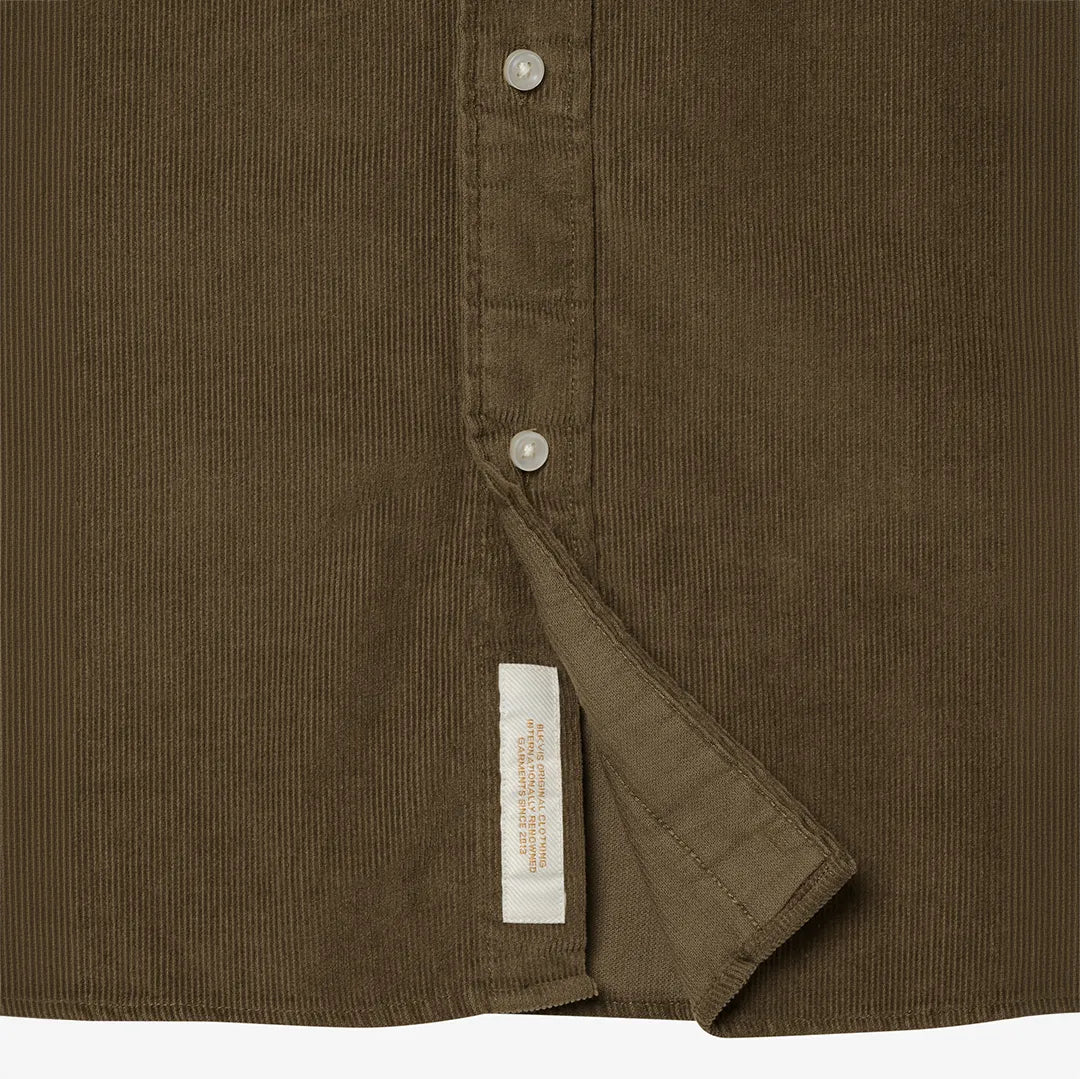 BUTTON DOWN CORDUROY SHIRT - MILITARY OLIVE