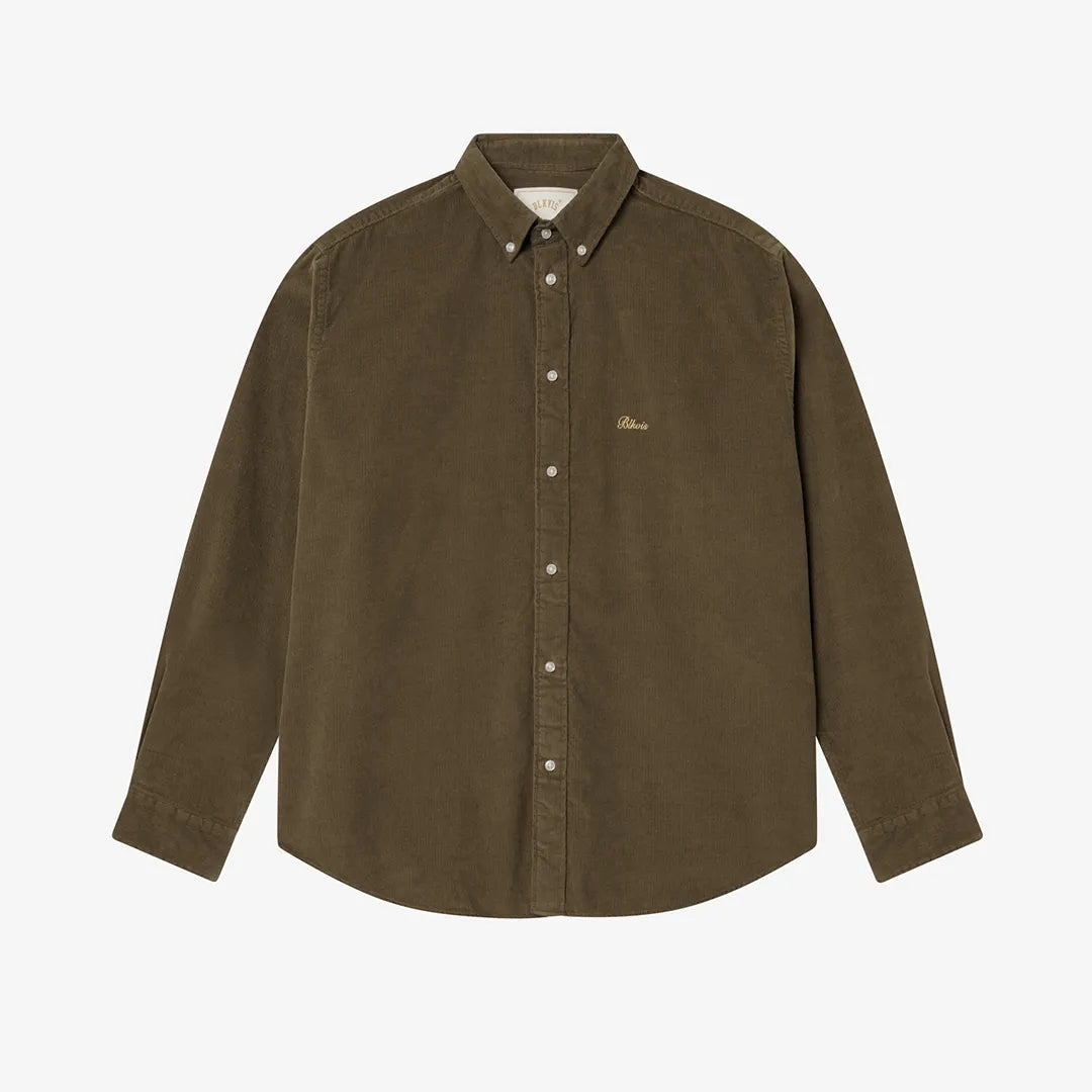 BUTTON DOWN CORDUROY SHIRT - MILITARY OLIVE