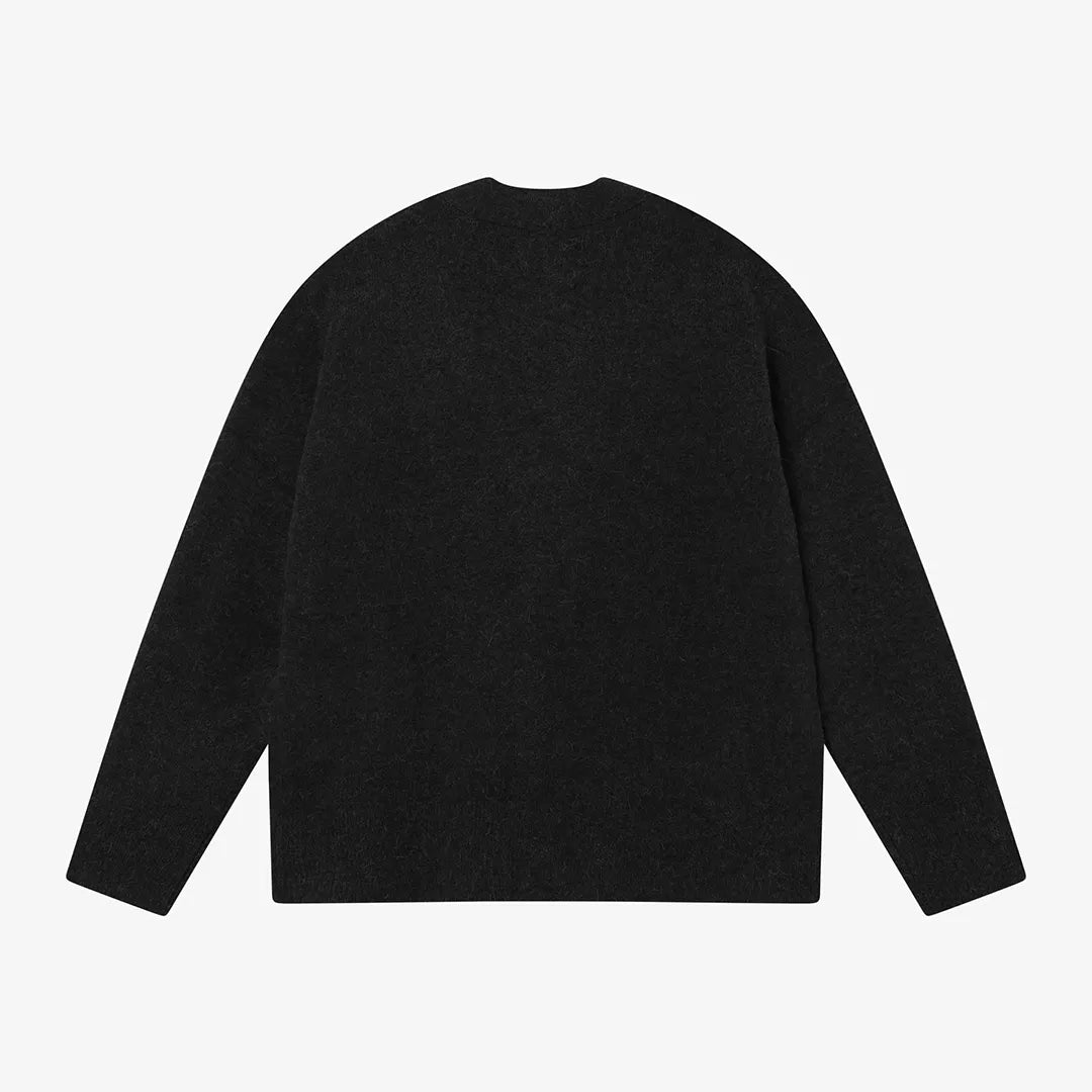 HAIRY STRUCTURE CARDIGAN - BLACK