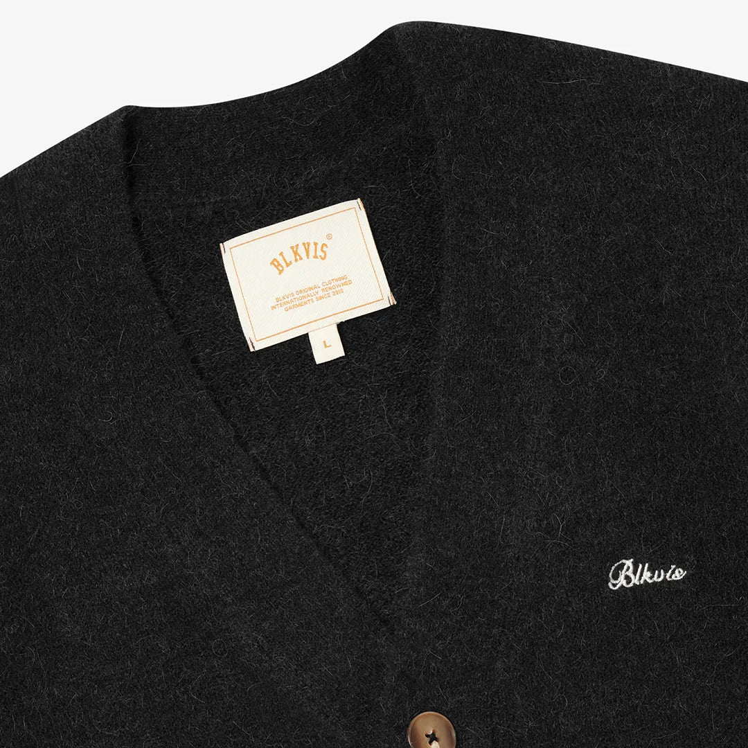 HAIRY STRUCTURE CARDIGAN - BLACK