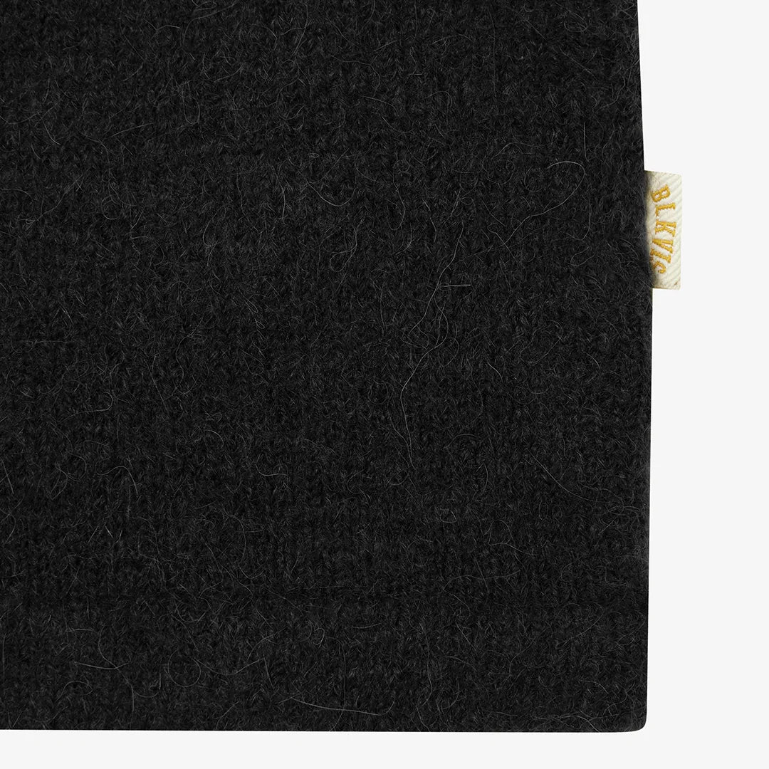 HAIRY STRUCTURE LONGLEEVE POLO - BLACK