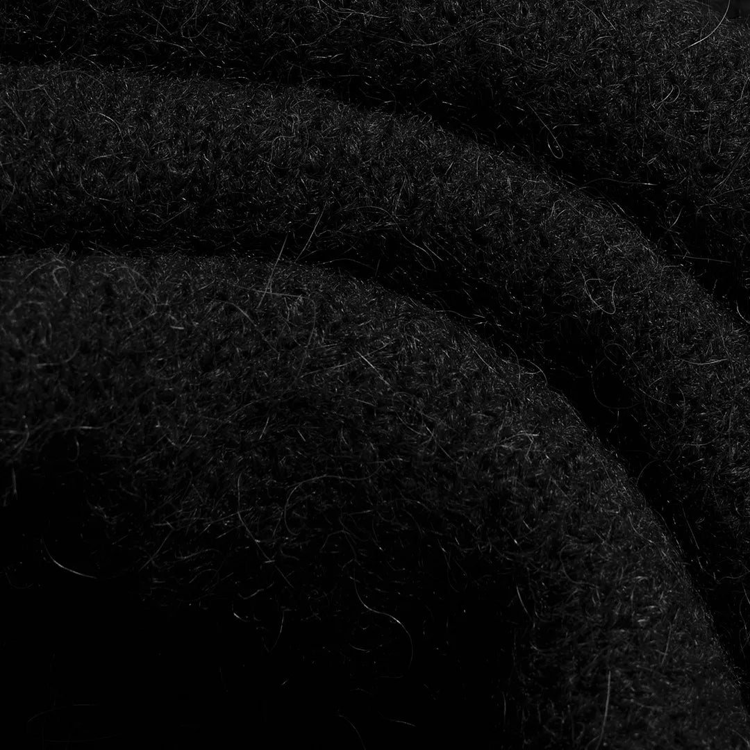 HAIRY STRUCTURE LONGLEEVE POLO - BLACK