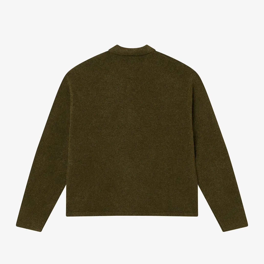 HAIRY STRUCTURE LONGLEEVE POLO - MILITARY OLIVE