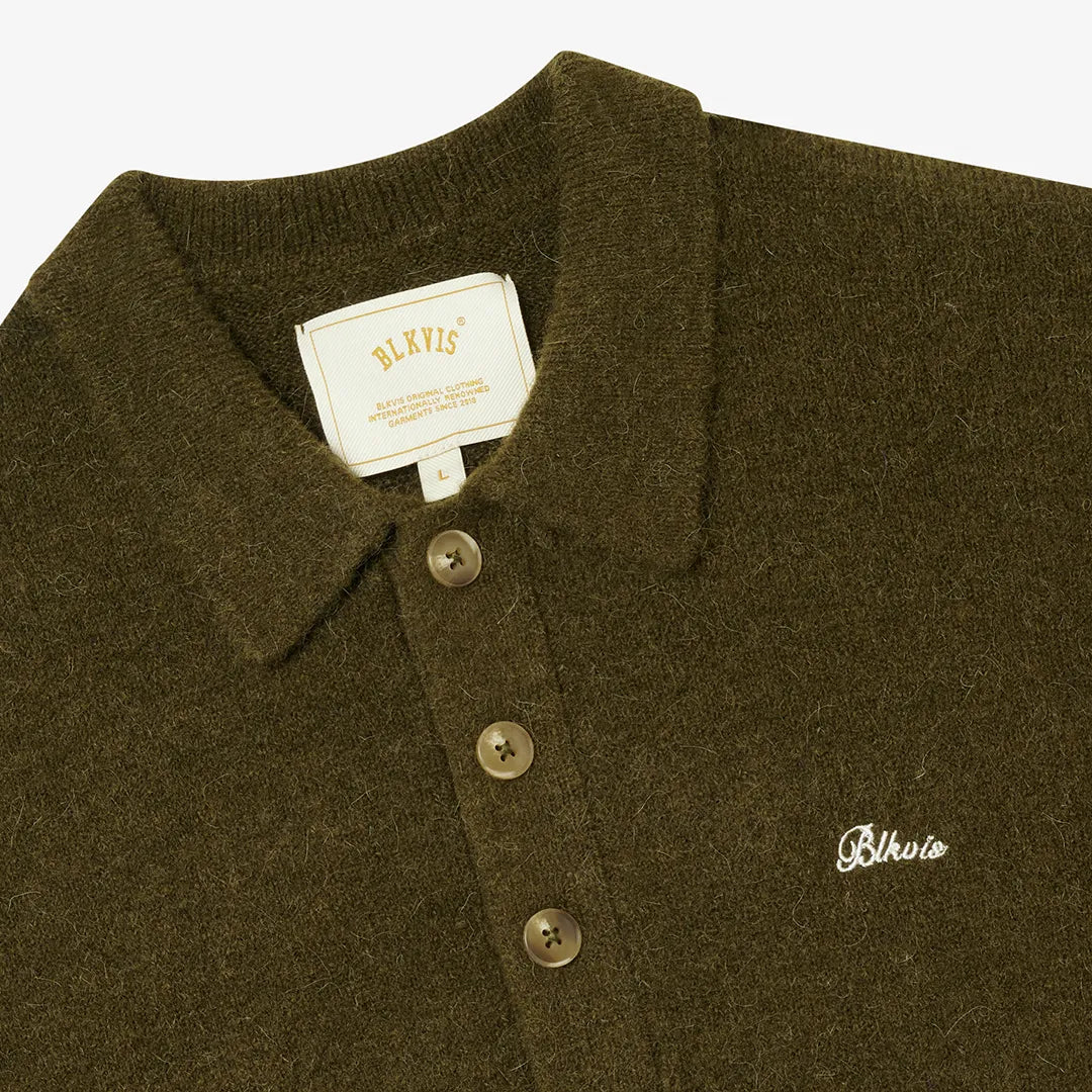 HAIRY STRUCTURE LONGLEEVE POLO - MILITARY OLIVE