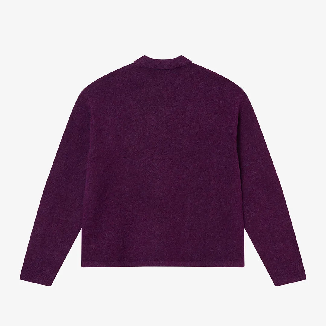 HAIRY STRUCTURE LONGLEEVE POLO - DARK PURPLE