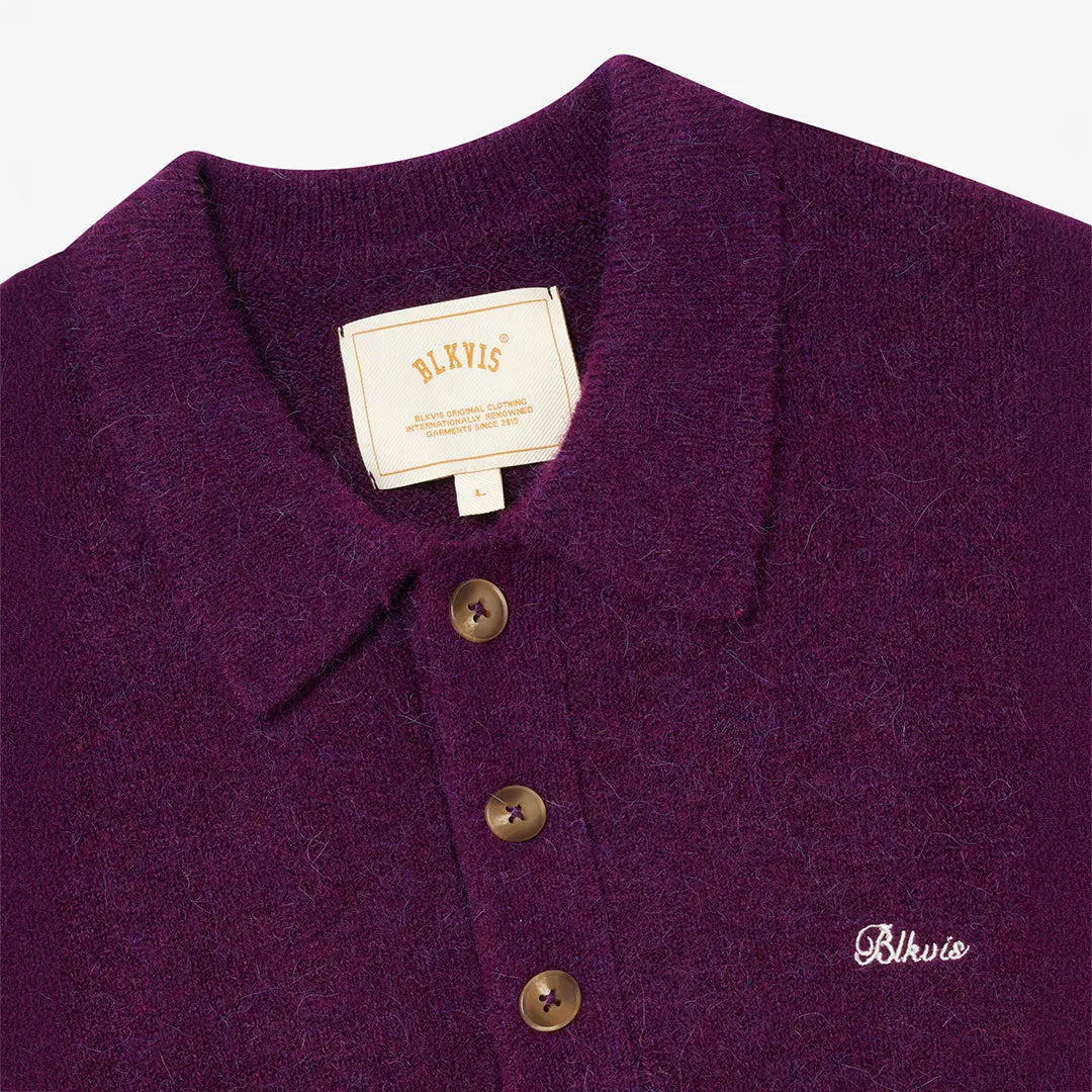 HAIRY STRUCTURE LONGLEEVE POLO - DARK PURPLE