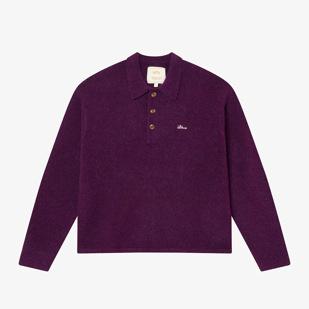 HAIRY STRUCTURE LONGLEEVE POLO - DARK PURPLE