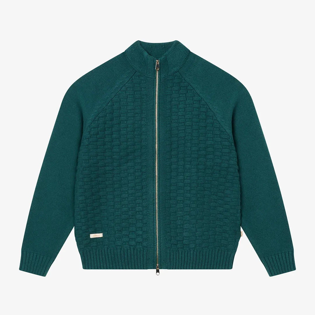 STRUCTURED ZIP CARDIGAN - SEA MOSS