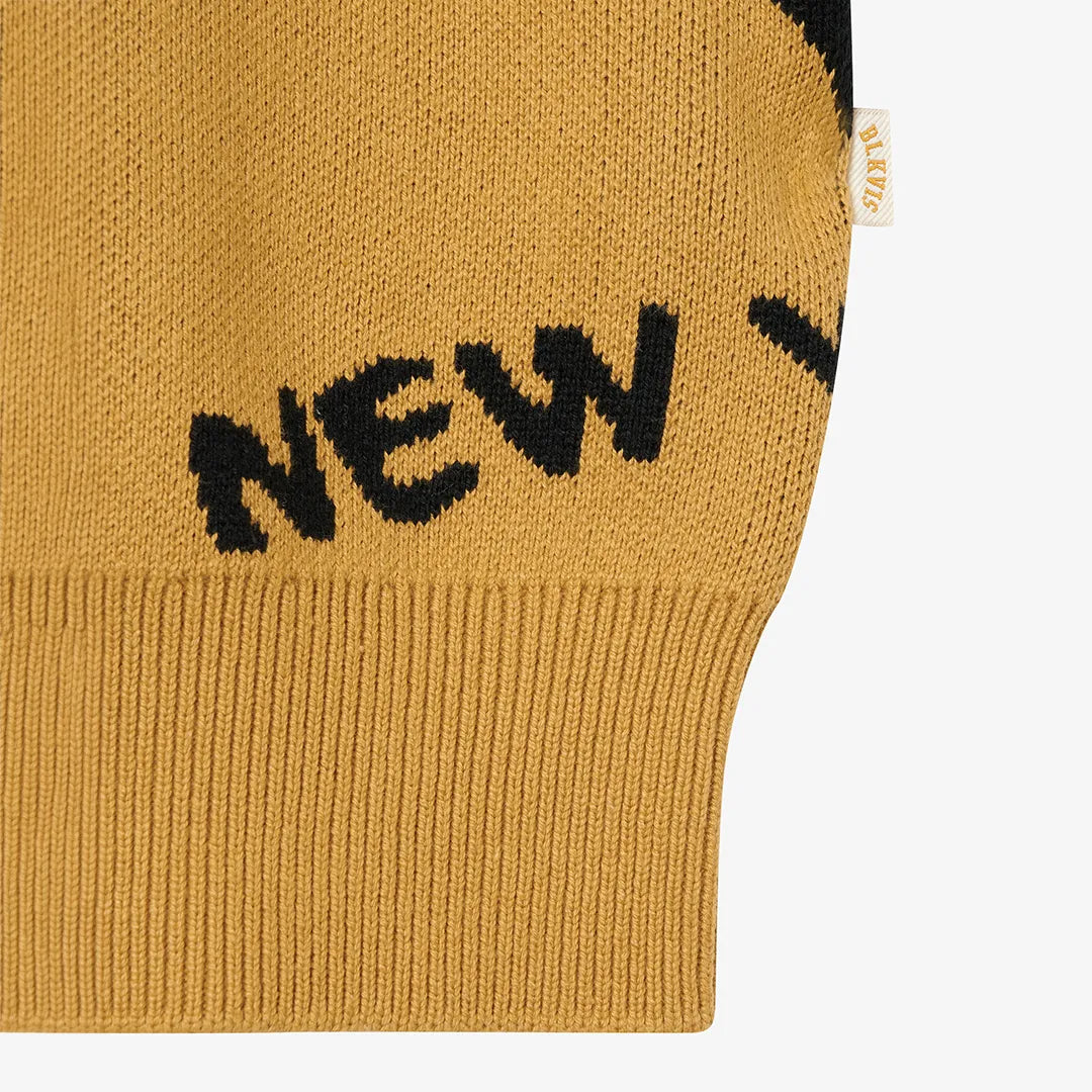 JAQUARD CREWNECK SWEATER - BLACK