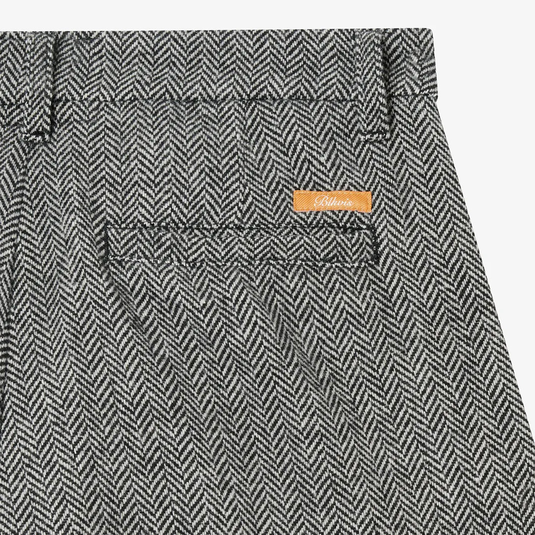 HERRINGBONE WOOL SUIT TROUSERS - BLACK