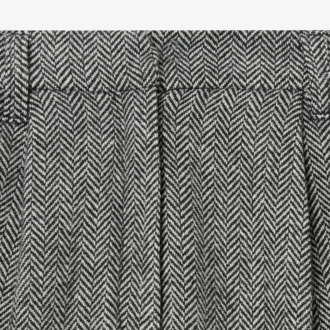 HERRINGBONE WOOL SUIT TROUSERS - BLACK