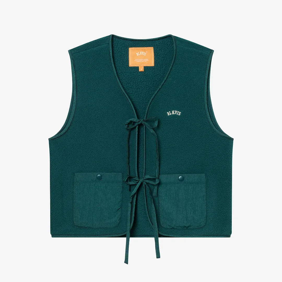 LOGO FLEECE VEST - SEA MOSS