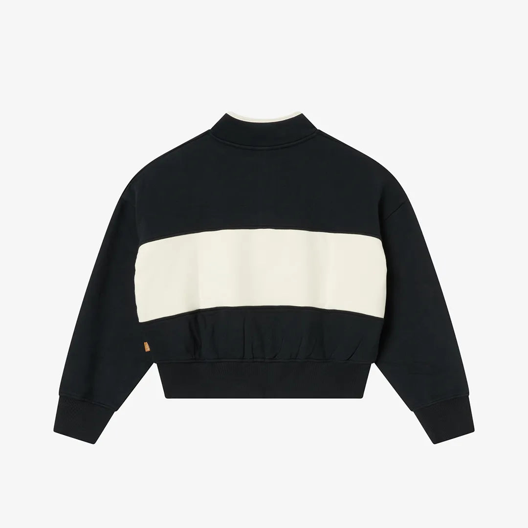 COLOR BLOCK HALF ZIP - BLACK
