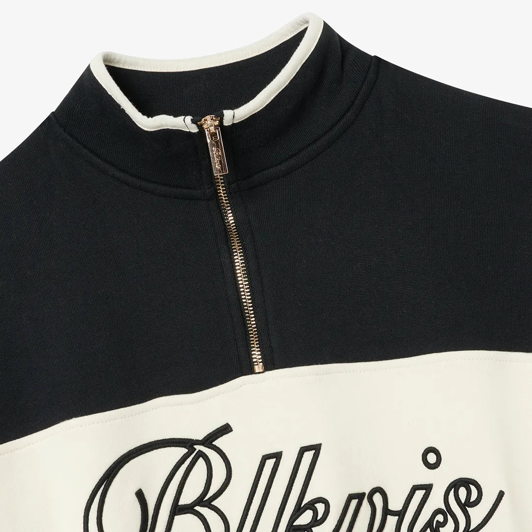 COLOR BLOCK HALF ZIP - BLACK