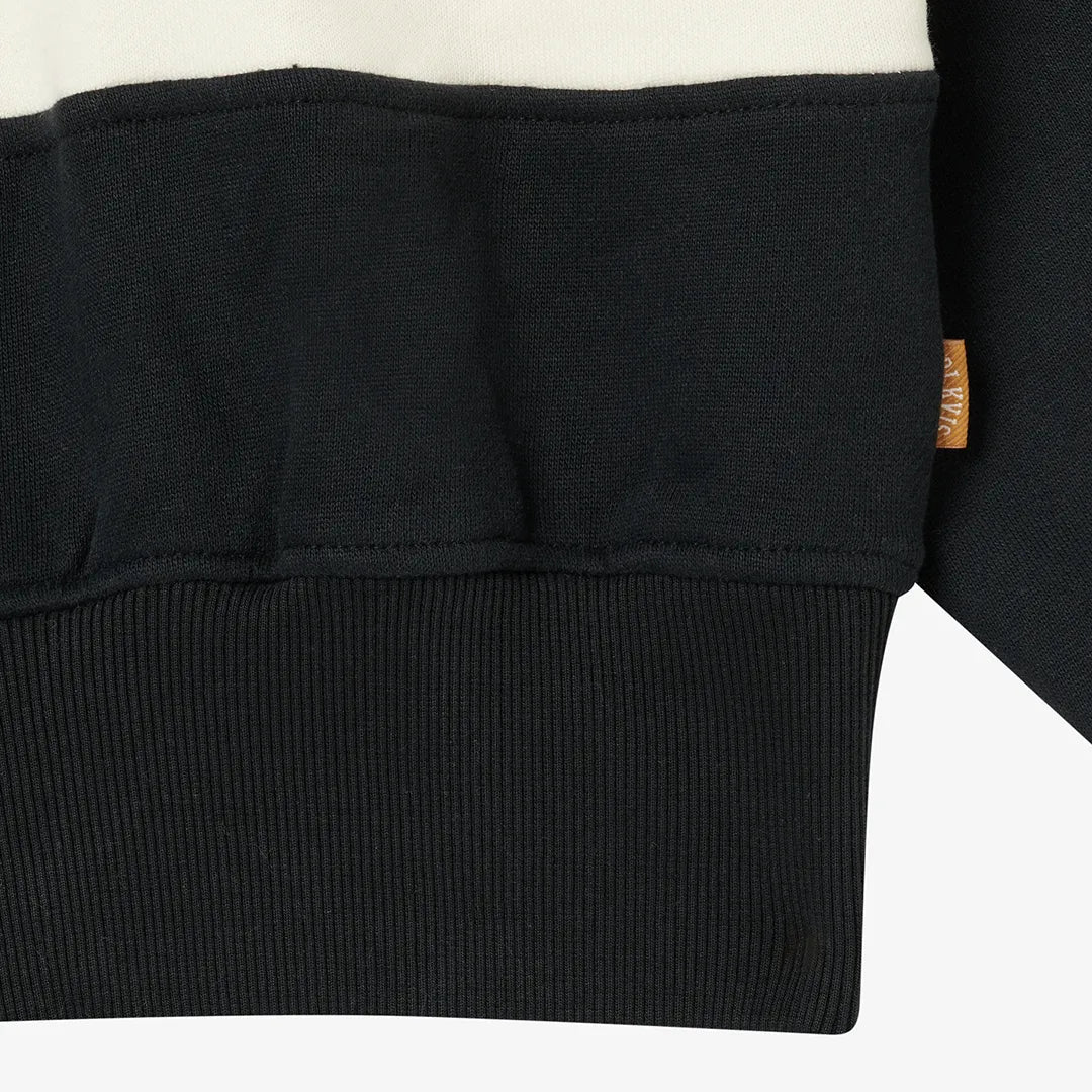 COLOR BLOCK HALF ZIP - BLACK
