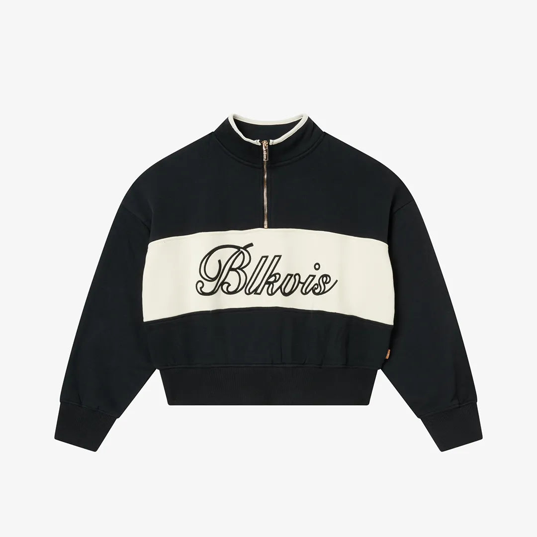 COLOR BLOCK HALF ZIP - BLACK