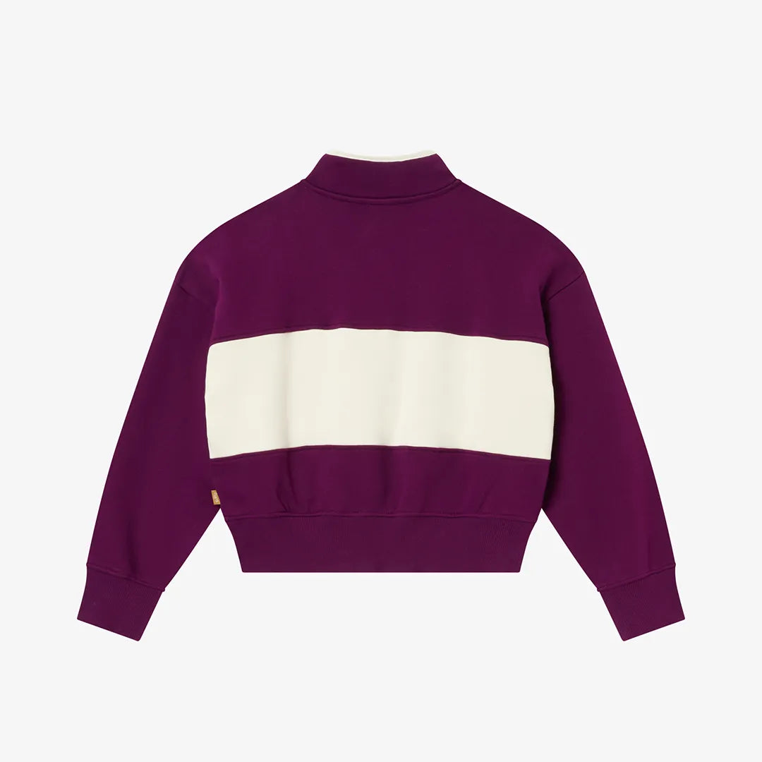 COLOR BLOCK HALF ZIP - DARK PURPLE