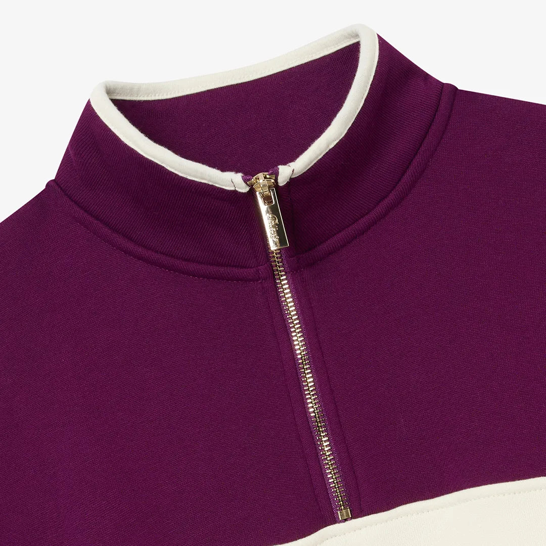 COLOR BLOCK HALF ZIP - DARK PURPLE