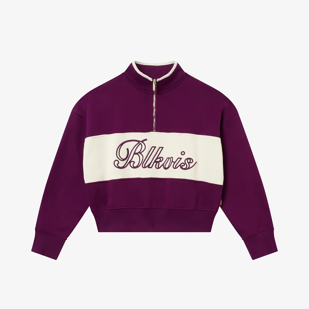 COLOR BLOCK HALF ZIP - DARK PURPLE