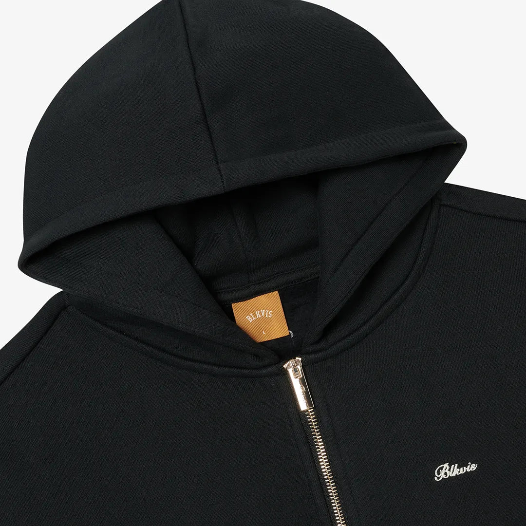 SCRIPT ZIP-HOODY - BLACK