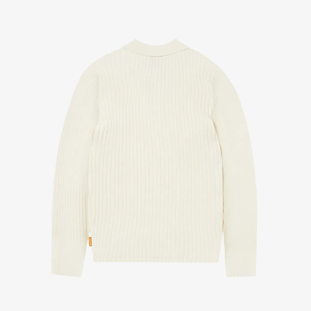 RIB KNITTED POLO - PAPYRUS