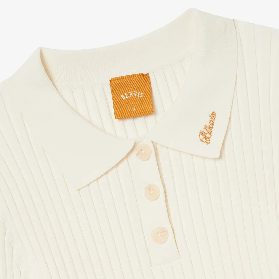 RIB KNITTED POLO - PAPYRUS